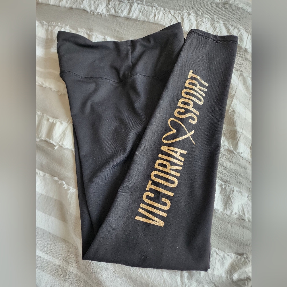 Victoria Sport Black Leggings with Gold Logo